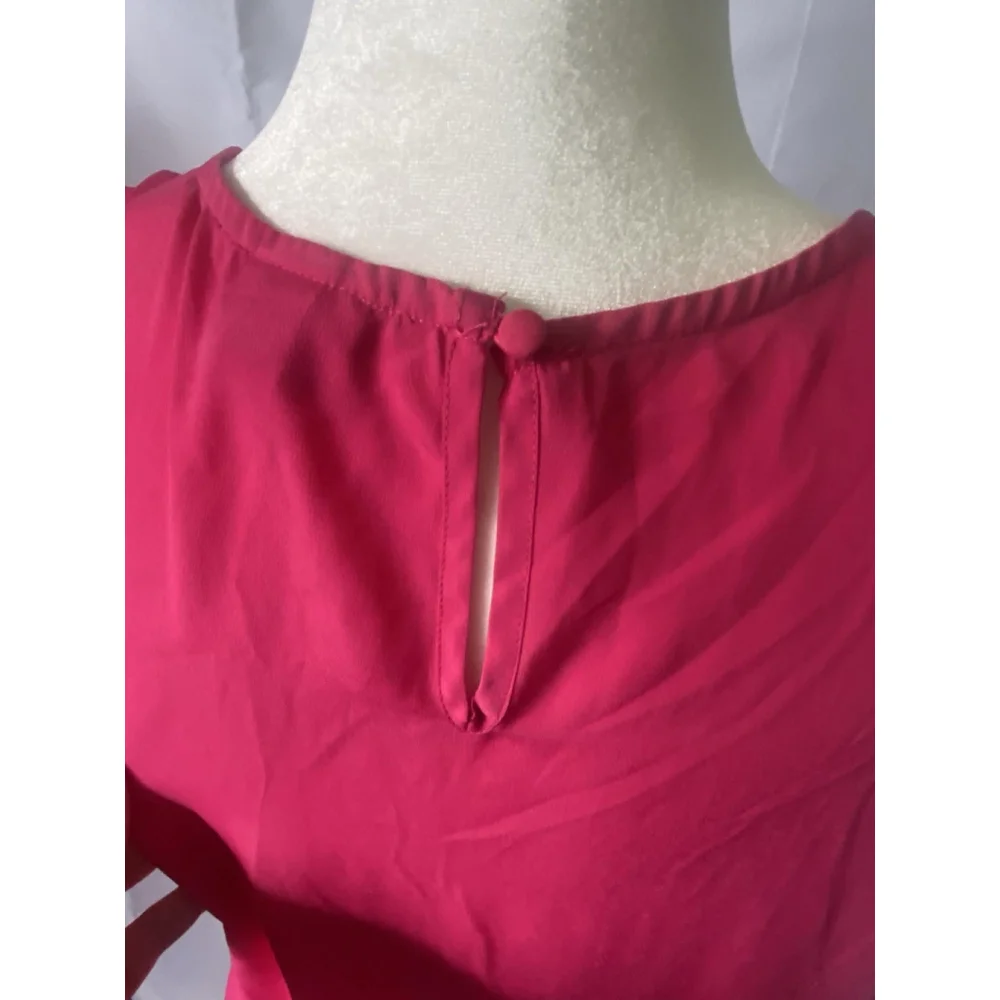 Merona Women’s XL 16 Pink Sleeveless Blouse Top Pleated Neck Keyhole Back Casual